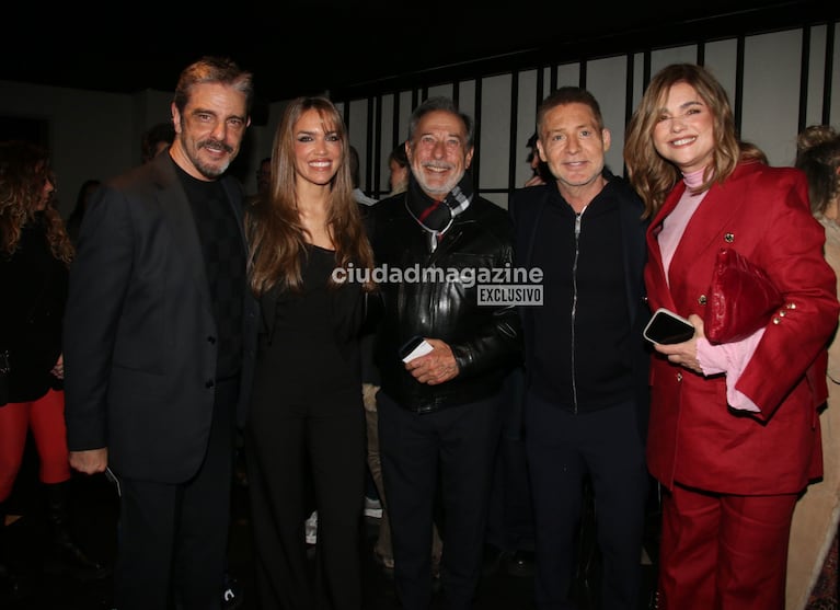 Fabián Mazzei, Rocío Robles, Guillermo Francella, Adrián Suar y Araceli González en el estreno de Con la Nuestra (Foto: Movilpress).