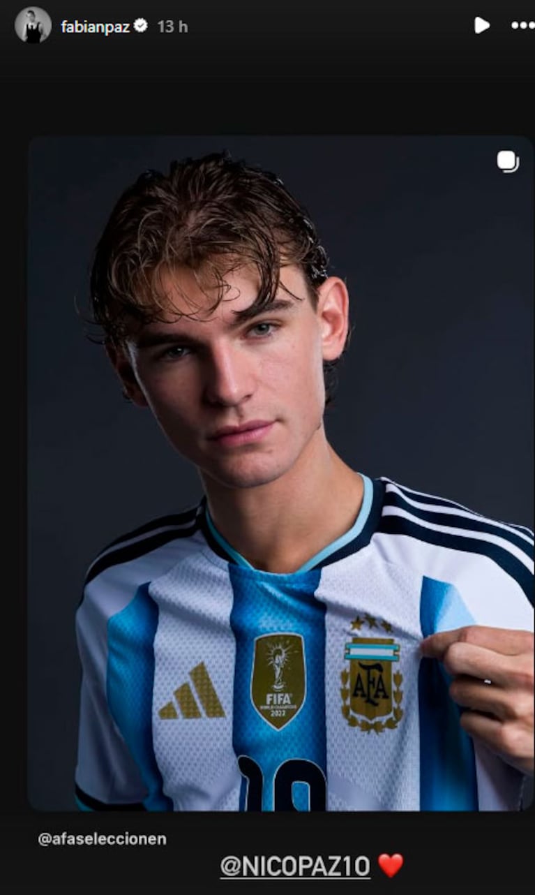 Fabián Paz, orgulloso de Nico Paz (foto de Instagram)