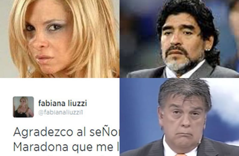 Fabiana Liuzzi le agradeció a Diego Maradona. (Fotos: Web y Twitter)