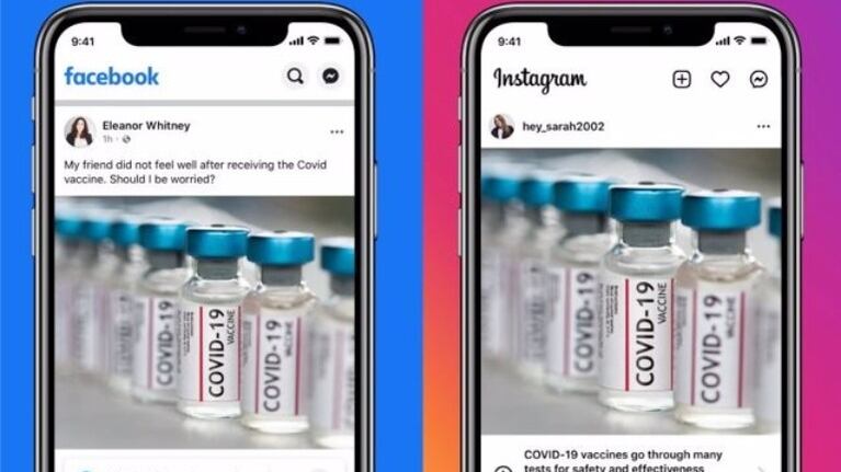 Facebook e Instagram etiquetarán todas las publicaciones sobre la vacuna del Covid-19. Foto:EP. 