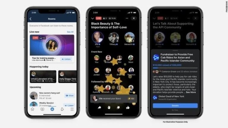 Facebook presenta los podcast, las salas de audio en vivo, su clon de Clubhouse. Foto:EP. 