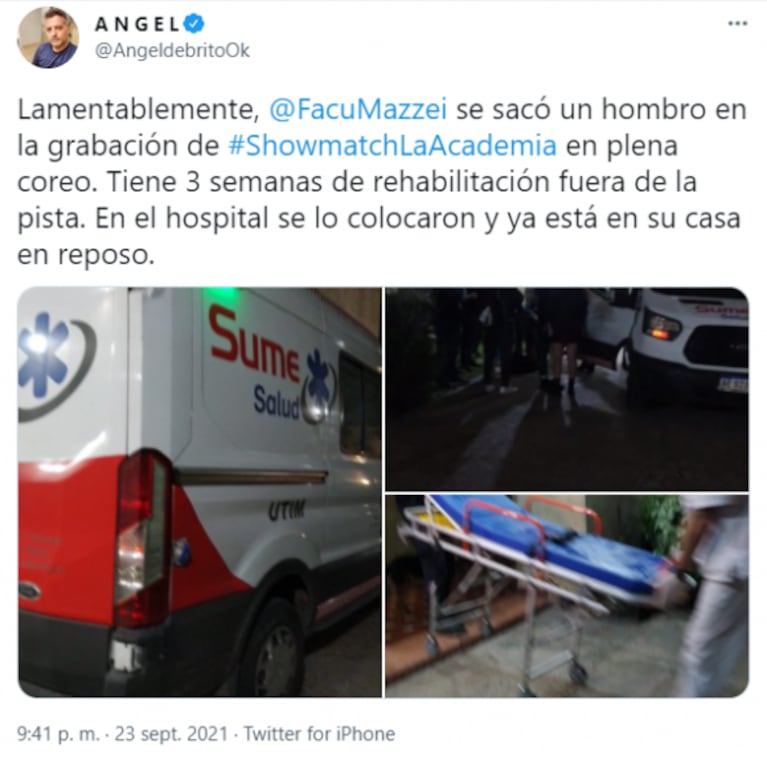 Facu Mazzei sufrió un accidente en La Academia y tuvo que ser asistido por una ambulancia: "Se sacó el hombro"