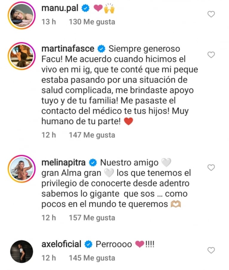 Facundo Arana recibió el apoyo de sus amigos famosos tras la polémica con Romina Gaetani
