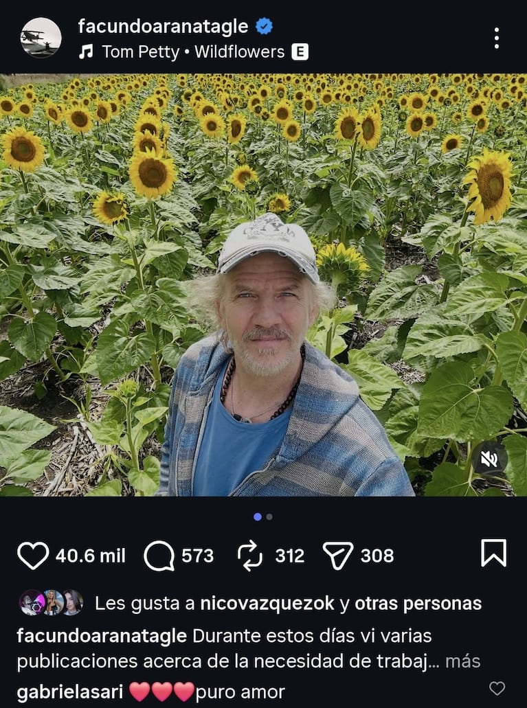 Facundo Arana y Gabriela Sari intercambian mensajes en redes sociales (Foto: Instagram/@facundoaranatagle).