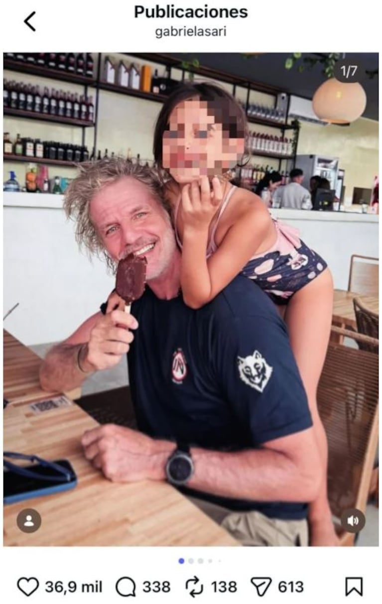 Facundo Arana y la hija de Gabriela Sari y Rulo Schijman (Foto: Instagram/@gabrielasari).