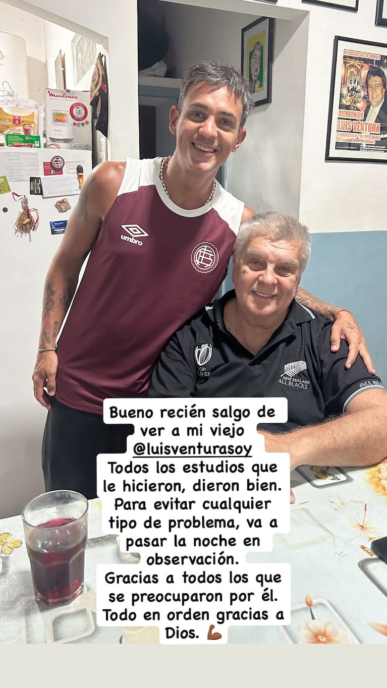 Facundo Ventura llevó tranquilidad tras el violento ataque que sufrió su padre. Crédito: Instagram/@facuventura7