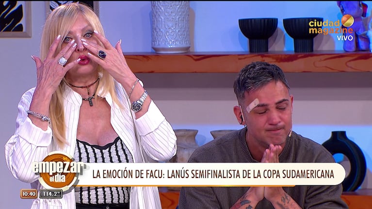 Facundo Ventura y Yuyito González emocionados en Empezar el Día (Foto: captura de Ciudad Magazine).