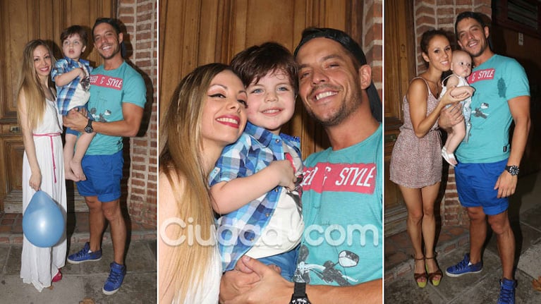 ¡Familia feliz! Gisela Bernal y Francisco Delgado, juntos en el cumpleaños de Ian. (Foto: Movilpress)