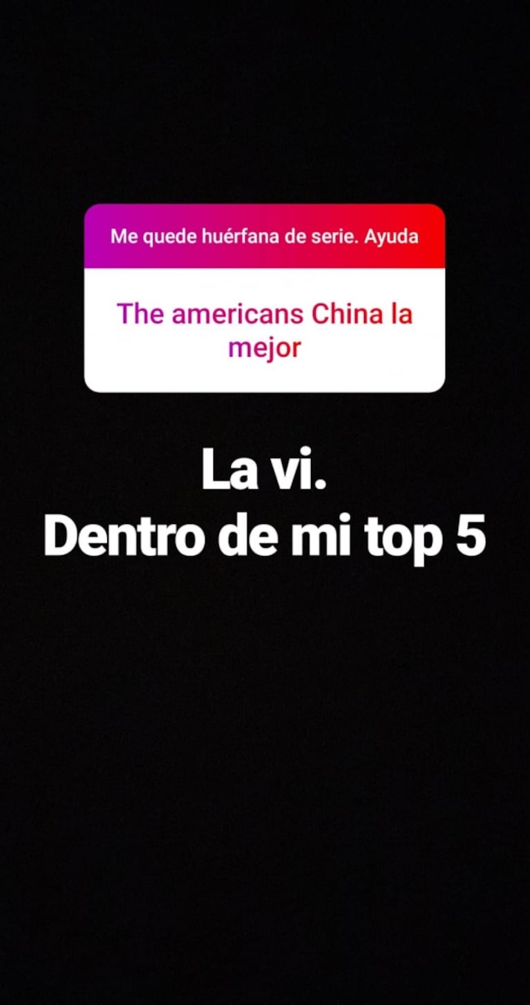 ¿Fanática, yo? China Suárez arrasó con una maratón de series y reveló sus favoritas