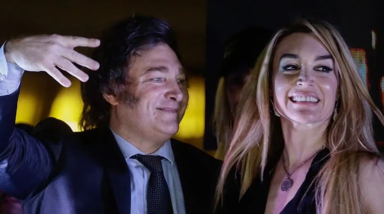 Fátima Florez y Javier Milei (Foto: AFP/Emiliano Lasalvia)