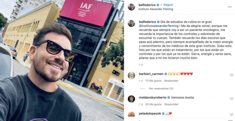 Fede Bal abrió su corazón luego de hacerse controles de rutina: "Siempre voy a ser un paciente oncológico"