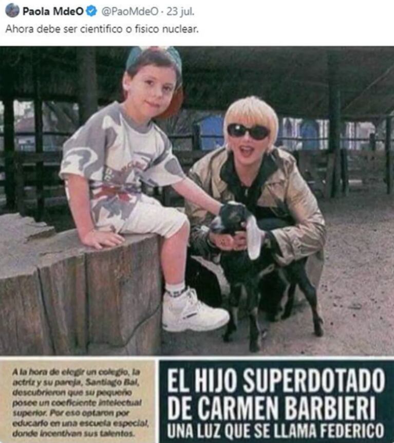 Fede Bal fulminó a una tuitera que se burló fuerte de una nota donde lo definían como "superdotado"