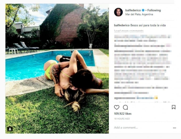 Fede Bal le dedicó una frase romántica a Laurita Fernández en Instagram... ¡que ya le había dicho a Barbie Vélez! 