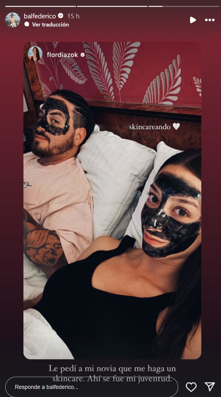 Fede Bal mostró su rutina íntima con su novia Flor Díaz, desde la cama: “Le pedí que me haga... ”