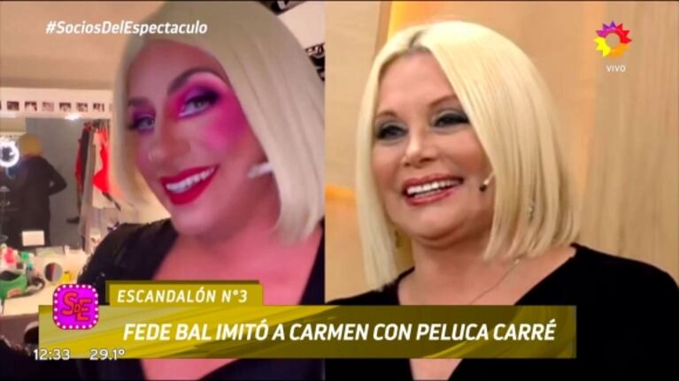 Fede Bal se disfrazó de Carmen Barbieri: las imágenes del desopilante resultado