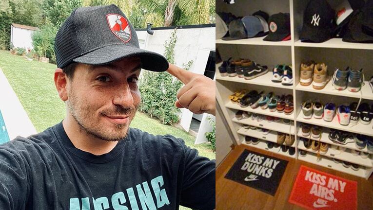 Fede es fanático de las gorras y las zapatillas.
