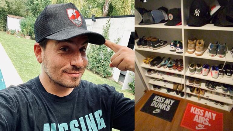 Fede es fanático de las gorras y las zapatillas.