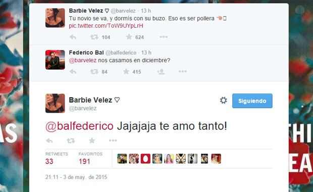 Federico Bal le propuso casamiento a Barbie Vélez vía Twitter (Foto: Captura). 