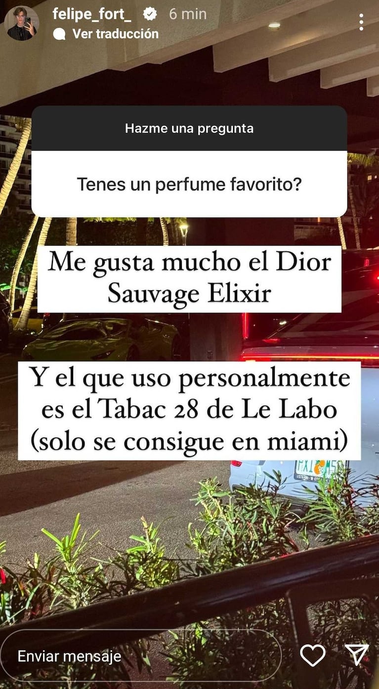 Felipe Fort reveló qué perfume usa (Foto: instagram/felipe_fort_)