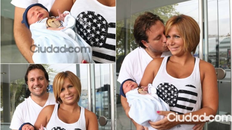 Fernanda Vives y Sebastián Cobelli presentaron a Rocco al dejar la clínica. (Foto: Movilpress)