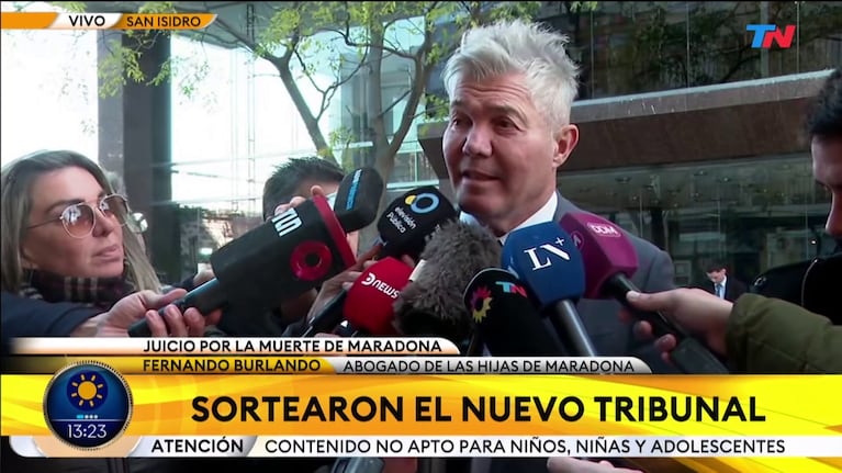 Fernando Burlando habló del juicio por la muerte de Diego Maradona (Foto: captura de TN).