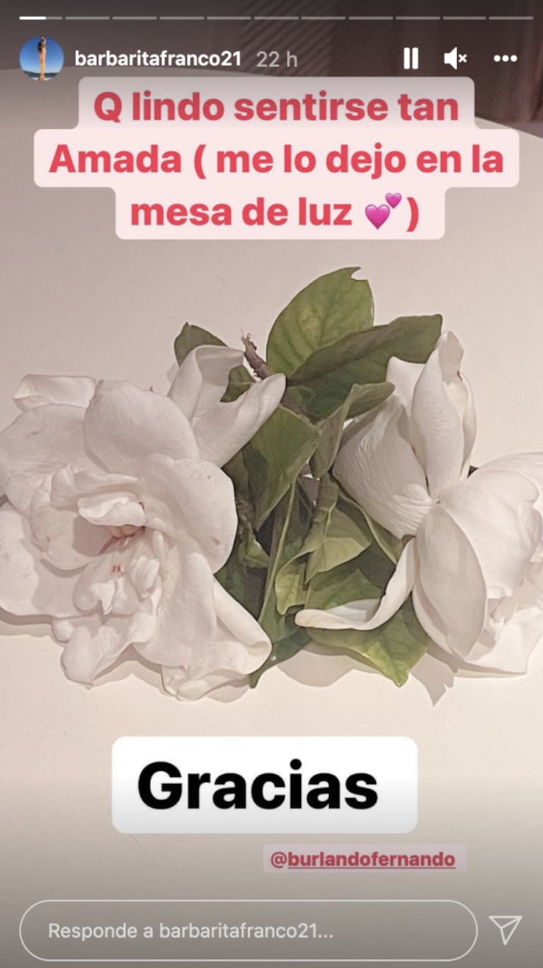 Fernando Burlando sorprendió a Barby Franco con un romántico gesto: "Qué lindo es sentirse amada"