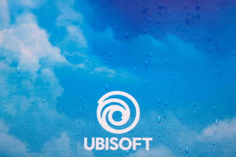 FILE PHOTO: A view of the Ubisoft Entertainment logo on a panel during a news conference at the company's headquarters in Saint-Mande, near Paris, France, September 8, 2022. REUTERS/Sarah Meyssonnier/File Photo