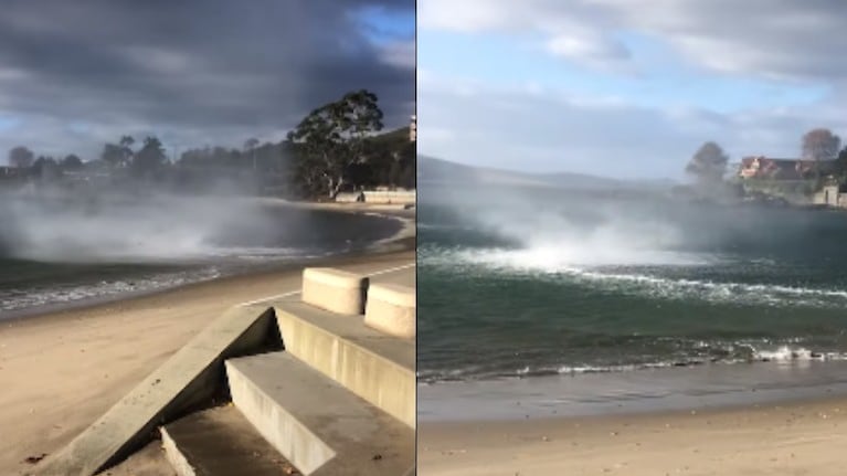 Filman una hipnótica manga de agua cerca de una playa en Australia