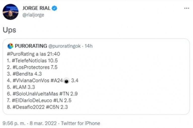 Filosa respuesta de De Brito a Rial, que lo chicaneó por el rating de LAM: "¿Es el que chocó la Ferrari?"