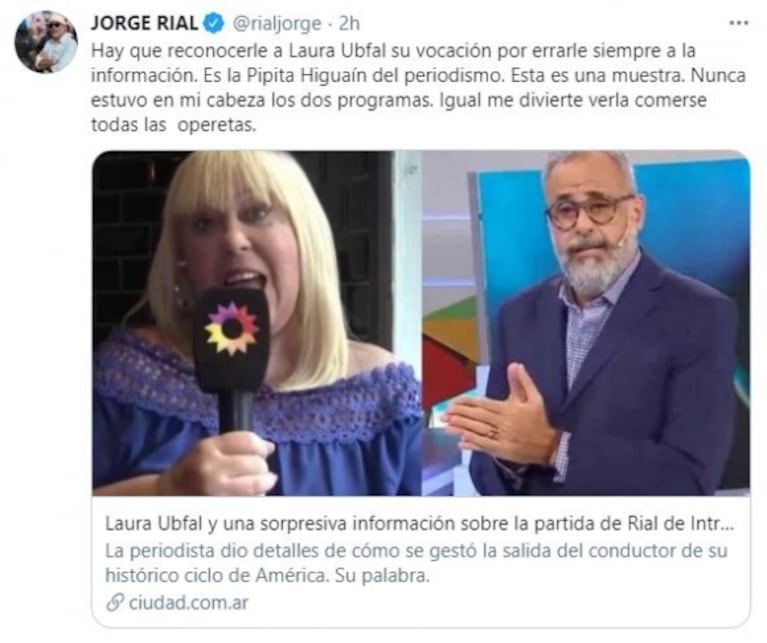 Filosísima desmentida de Rial a Laura Ubfal tras hablar de su partida de Intrusos: "Hay que reconocerle su vocación por errarle siempre a la información"