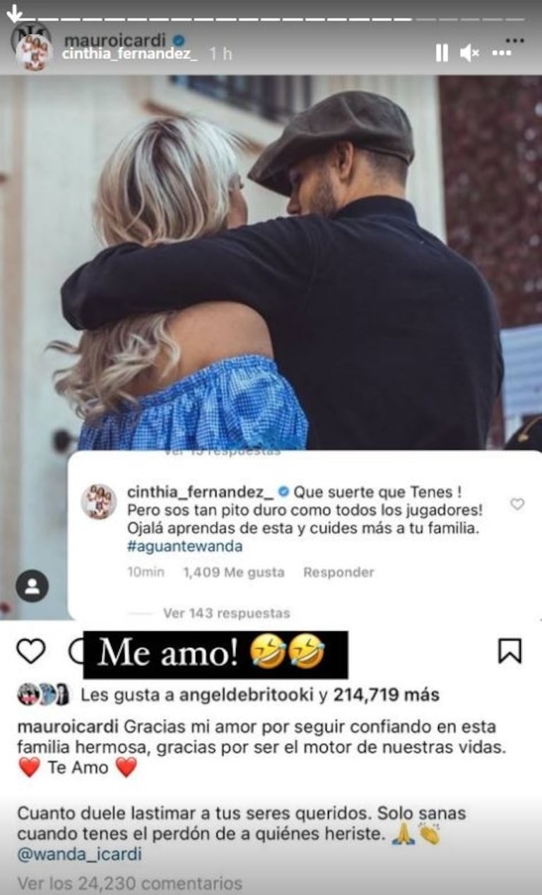 Filoso dardo de Cinthia Fernández a Icardi tras blanquear su reconciliación con Wanda Nara: "Ojalá aprendas de ésta y cuides más a tu familia"