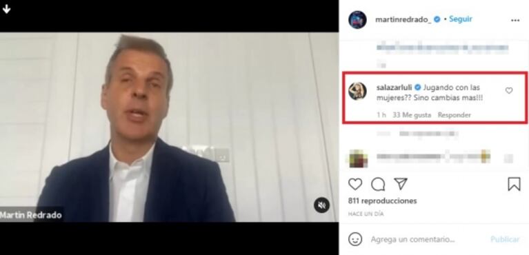 Filoso dardo de Luciana Salazar ¡en el Instagram de Redrado!: "¿Jugando con las mujeres? No cambiás más"