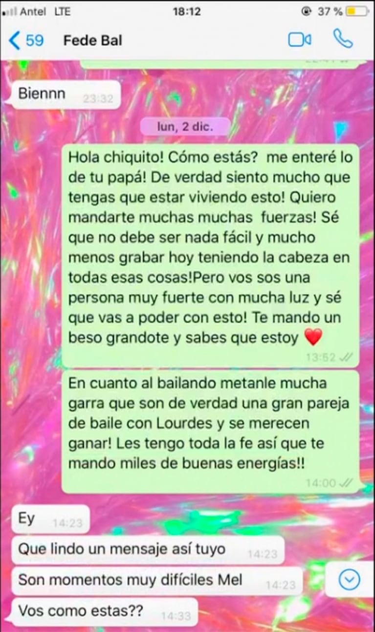 Filtran chats privados de Fede Bal con Melina Carballo, tras el escándalo por Barbie Vélez y Laurita Fernández