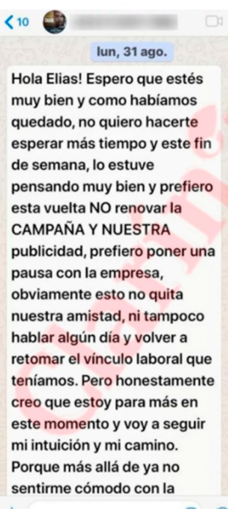 Filtran los chats que Christian Sancho le envió a la empresa de ropa interior: "Creo que estoy para más"