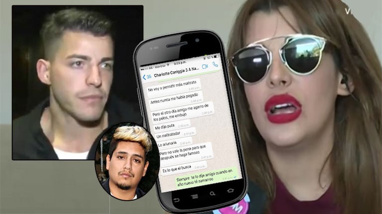 Filtran supuestos chats de Charlotte Caniggia acusando a Loan de golpearla (Foto: web y Twitter)