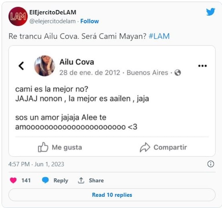 Filtran viejos mensajes que Ailén Cova le mandaba a Alexis Mac Allister cuando estaba de novio con Camila Mayan