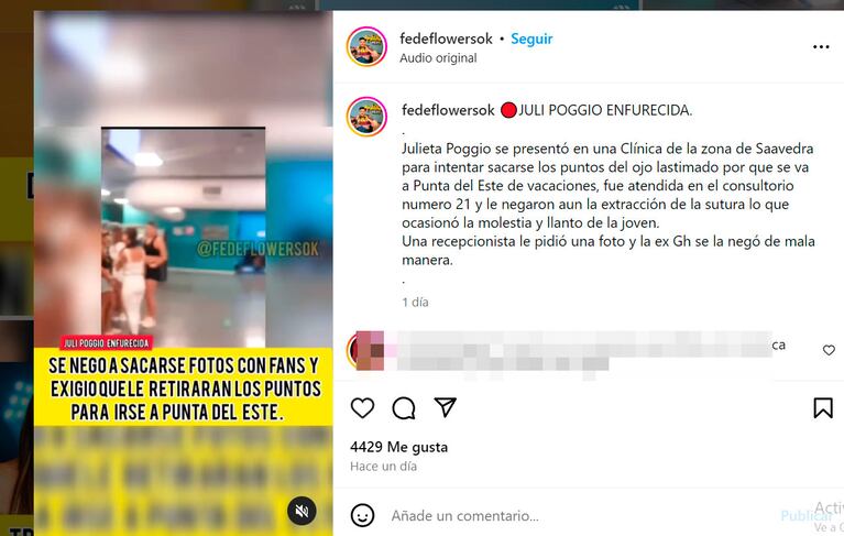 Filtraron un video de Julieta Poggio en el hospital y estalló de furia: “Sos mala leche”