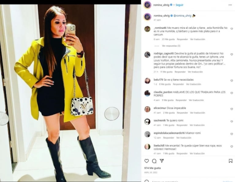 Filtraron una foto de Romina Uhrig de Gran Hermano con una cartera de 600 mil pesos y estallaron las redes