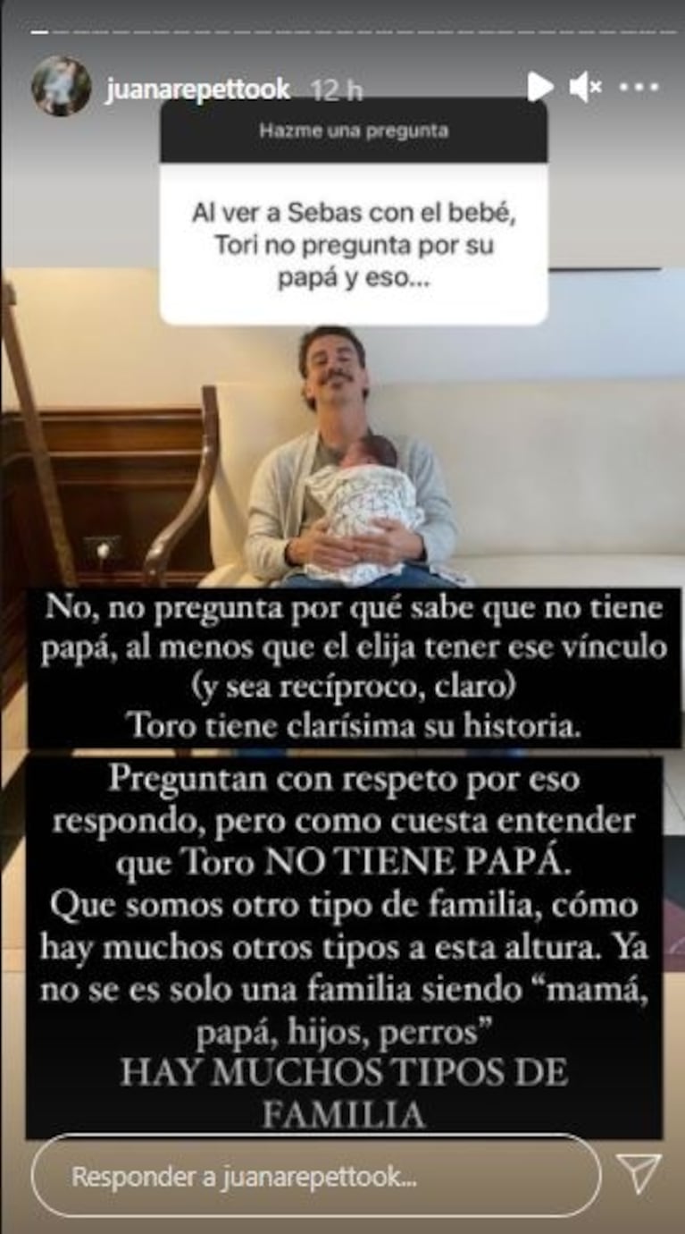 Firme aclaración de Juana Repetto cuando le preguntaron si Toribio pregunta por su papá, tras el nacimiento de su hermanito: "Hay muchos tipos de familias"