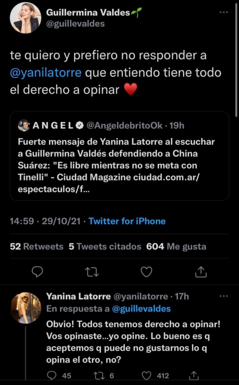Firme reacción de Guillermina Valdés tras el cuestionamiento de Yanina Latorre: "Prefiero no responderle"