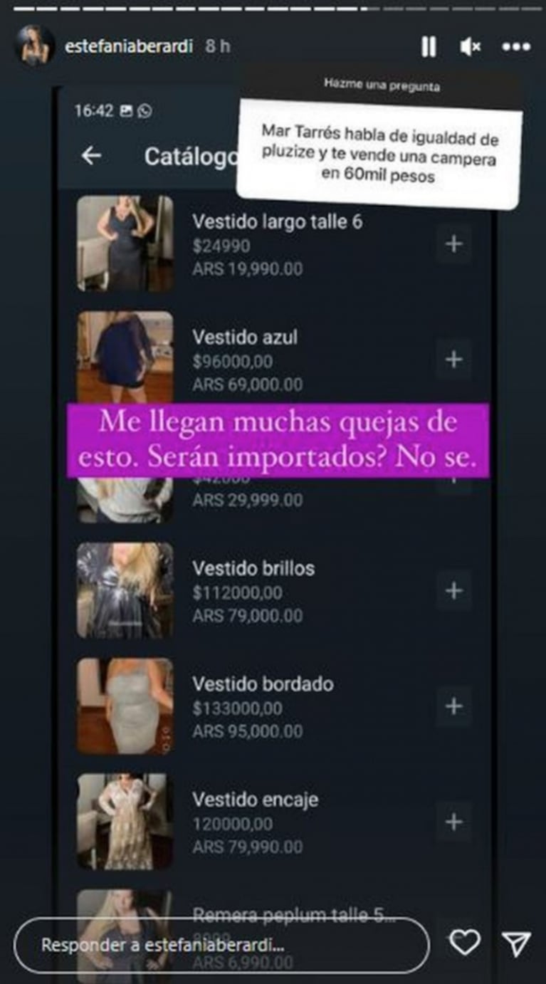 Firme respuesta de Mar Tarrés a quienes la critican por vender vestidos de más de 100 mil pesos