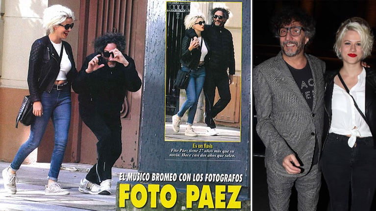 Fito Páez jugó con el fotógrafo que intentó hacerle una foto callejera con su joven novia (Foto: revista Pronto)