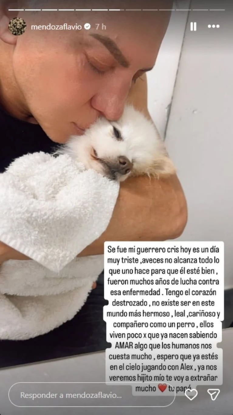 Flavio Mendoza, devastado por la perdida de un ser querido. Crédito: Instagram