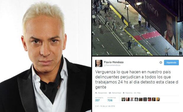 Flavio Mendoza, indignado por los destrozos en el teatro Broadway. (Foto: Web y Twitter)