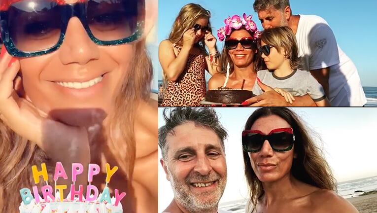 Flor celebró su cumple con su familia en la playa.