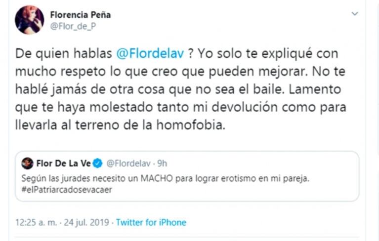 Flor de la Ve lanzó un tweet contra Pampita y Florencia Peña tras su pelea en ShowMatch: fuerte respuesta de la actriz