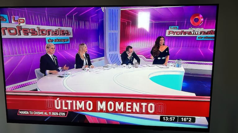 Flor de la Ve y su panel de Los Profesionales de Siempre (Foto: capura de Canal 9).