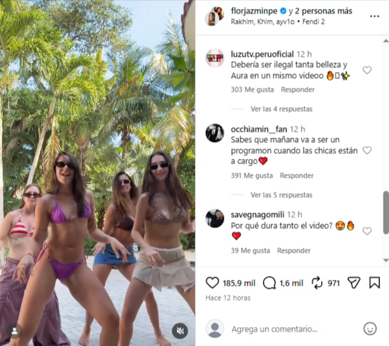Flor Jazmín Peña, Momi Giardina, Juli Castro y Ángela Torres en microbikini en la playa durante el Mundial 2026. Crédito: Instagram 