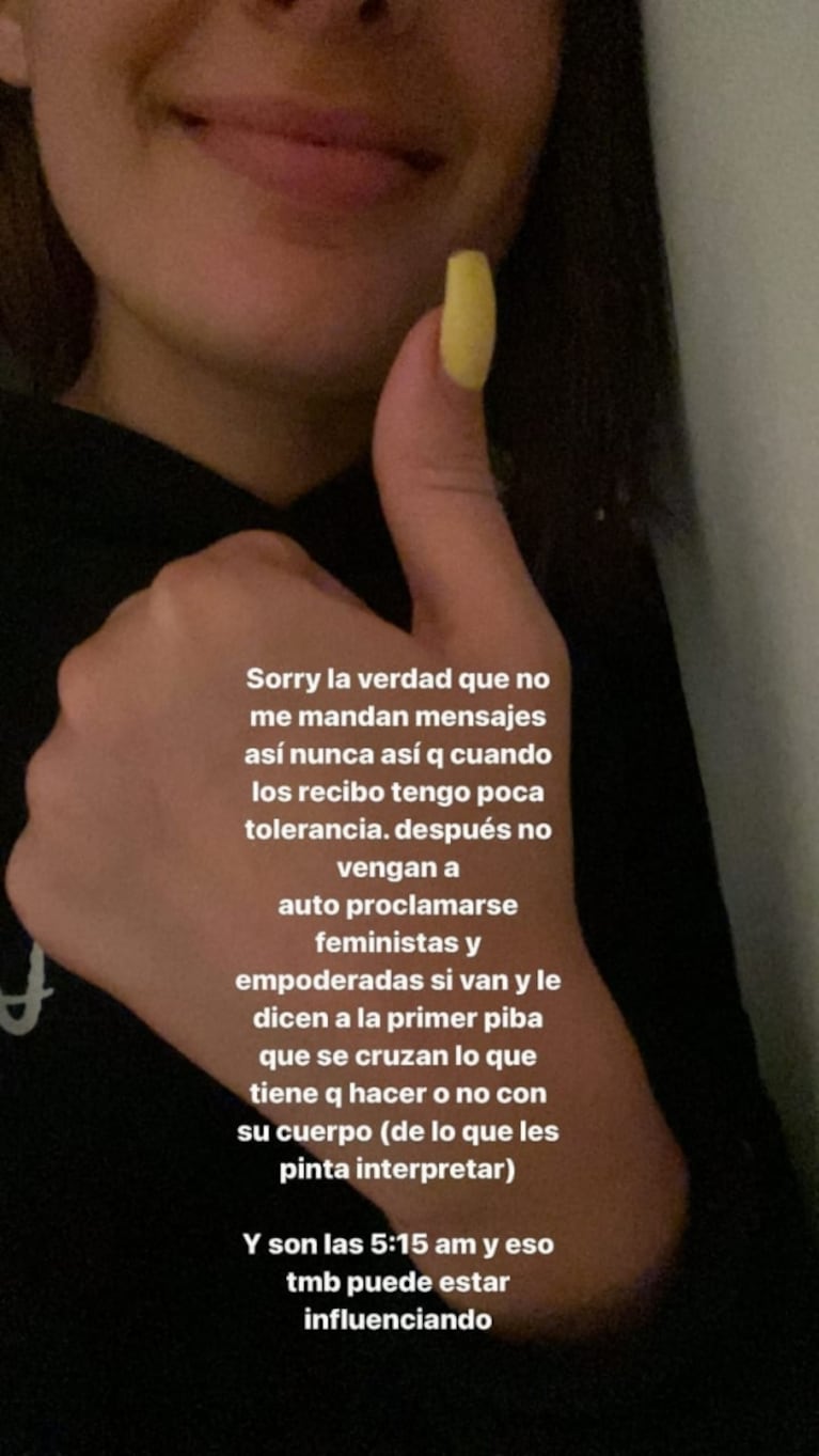 Flor Jazmín Peña se enojó con una chica que la acusó de "esconder su panza" en la playa: "Después no vengan a autoproclamarse feministas"