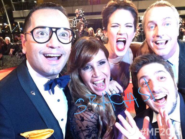 Flor Peña, Marley, Jey, Medina Flores y Paula Chaves en la red carpet (Fotos: @eltreceoficial).  